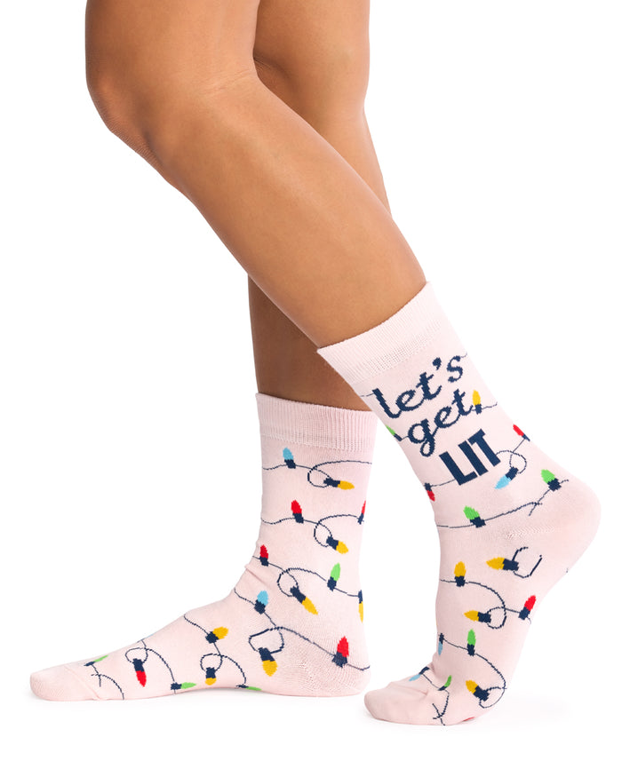 Lets Get Lit Socks- Pale Pink