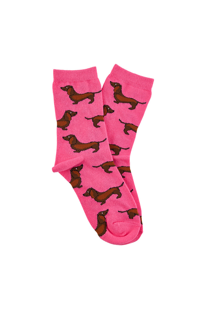 Sausage Dog Socks- Magenta