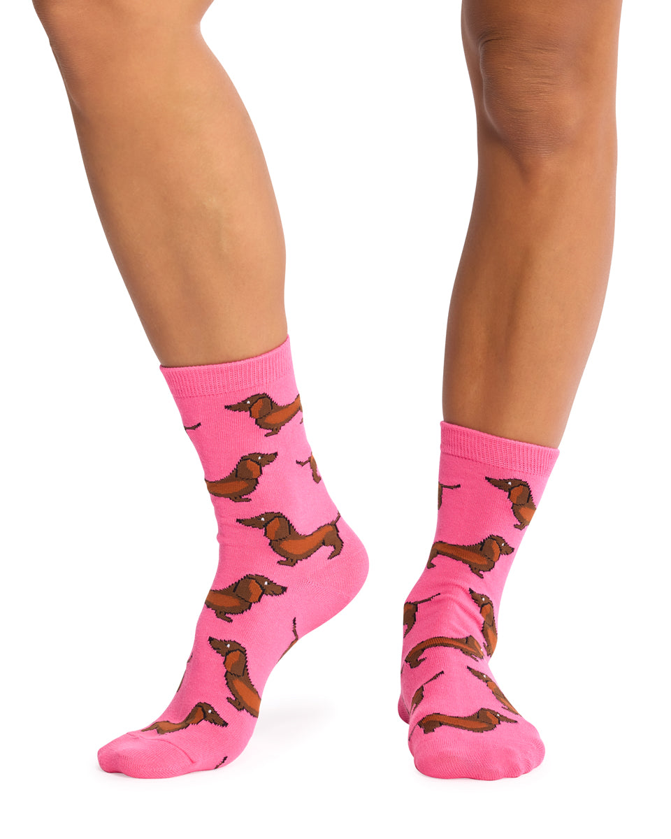 Sausage Dog Socks- Magenta