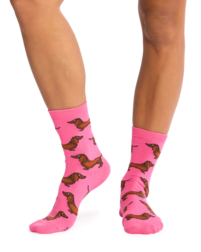 Sausage Dog Socks- Magenta