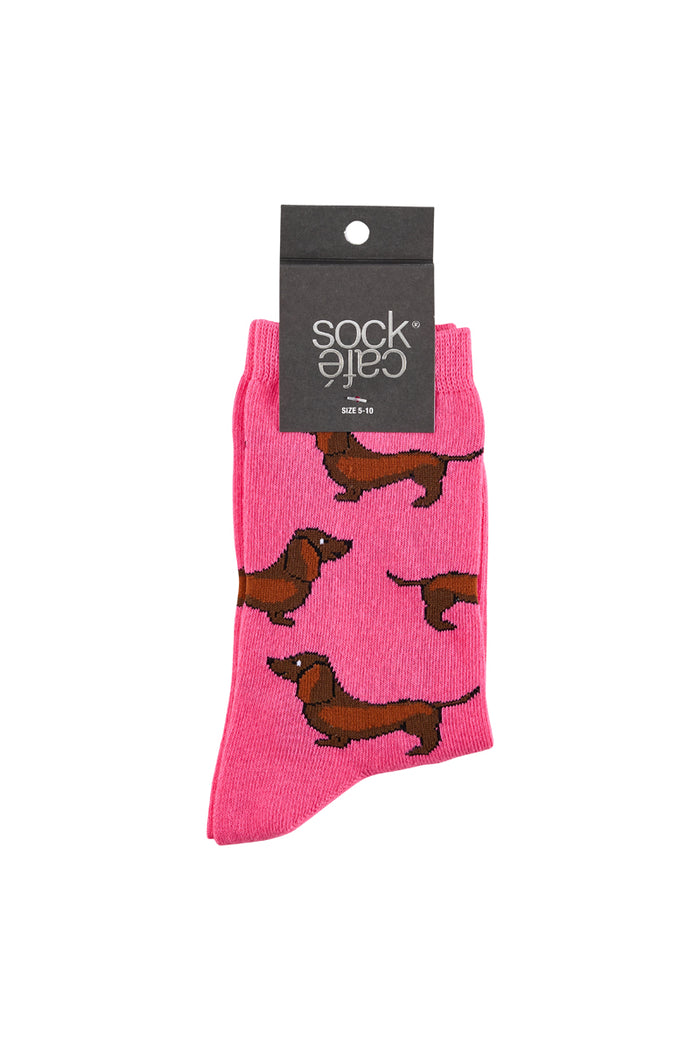 Sausage Dog Socks- Magenta