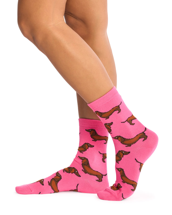Sausage Dog Socks- Magenta