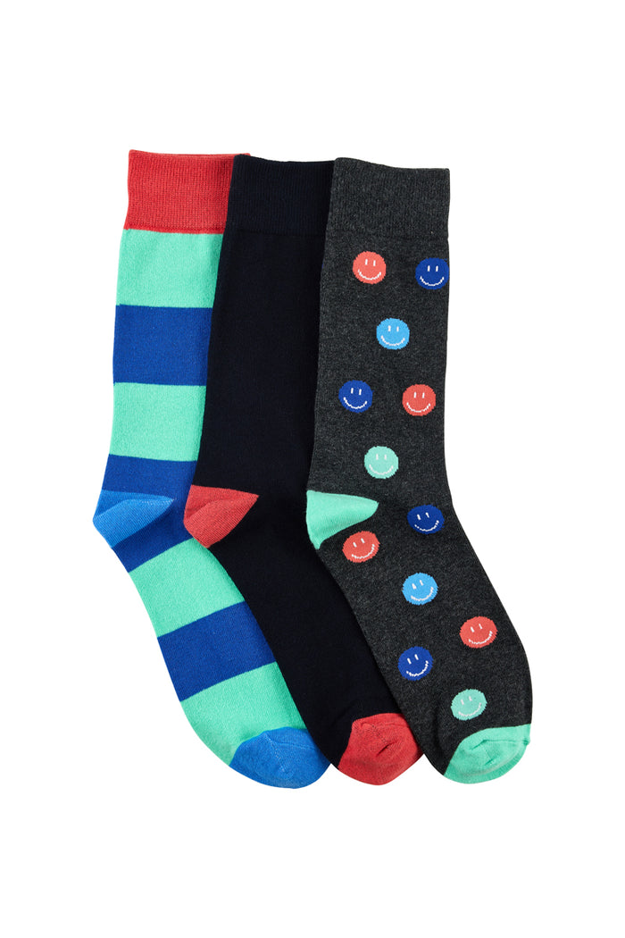 Crew Socks- 3 Pack- Mr Smiley