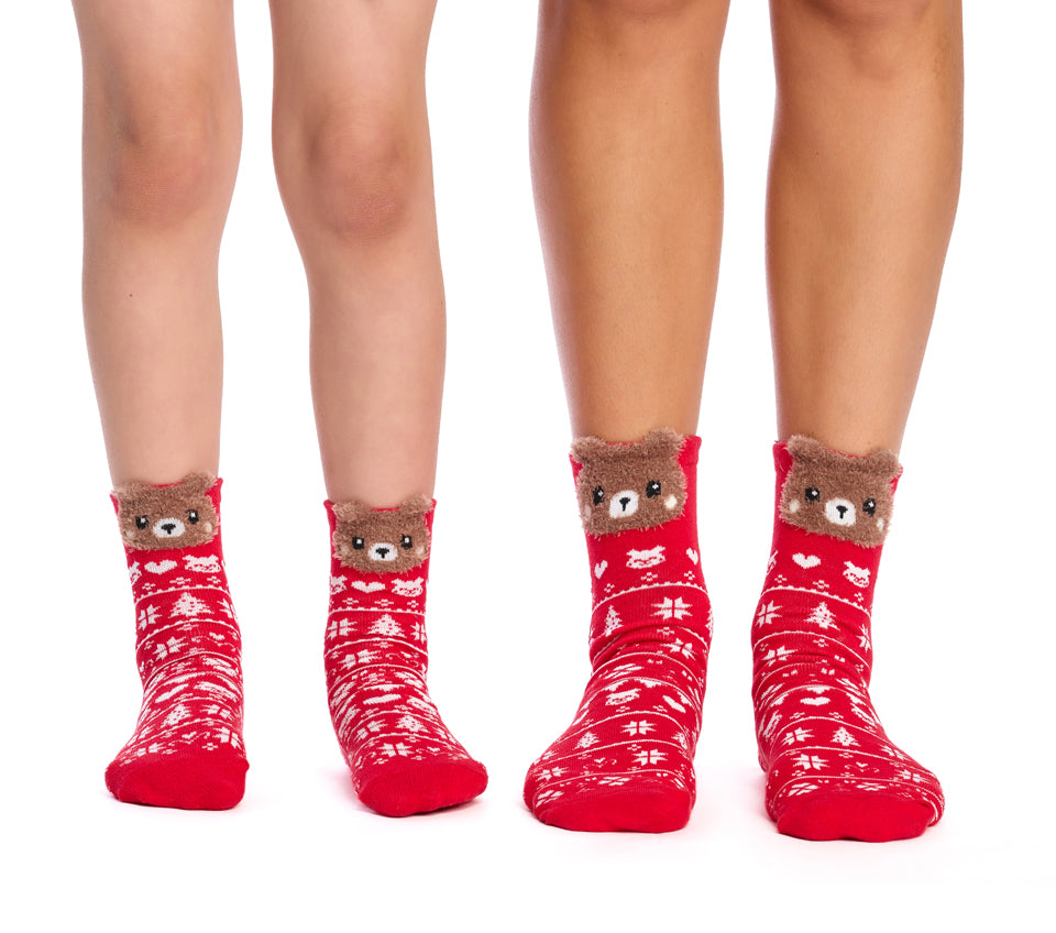 Adult and Child Matching Cotton Crew Socks- 2 pack - Big Bear & Little Bear