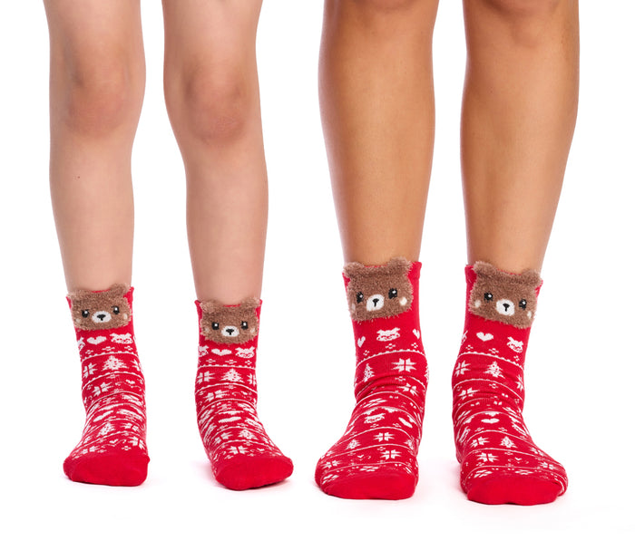 Adult and Child Matching Cotton Crew Socks- 2 pack - Big Bear & Little Bear