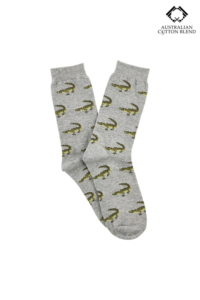 Australian Cotton Crew Socks - Crocodile