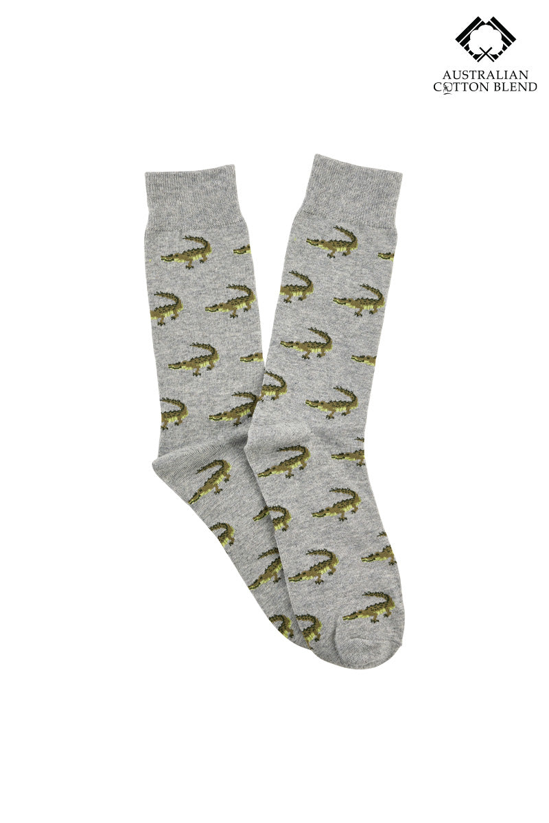 Australian Cotton Crew Socks - Crocodile