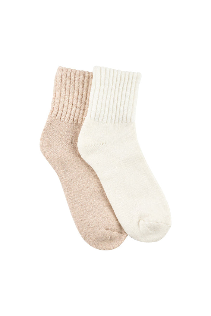 With Cashmere Socks- 2 Pack - Creamy Oat