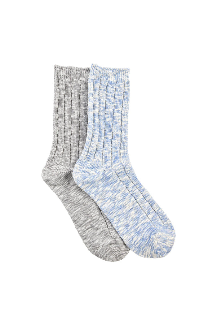 Heritage Slub Socks- 2 Pack- Textured Rib - Stormy Sky