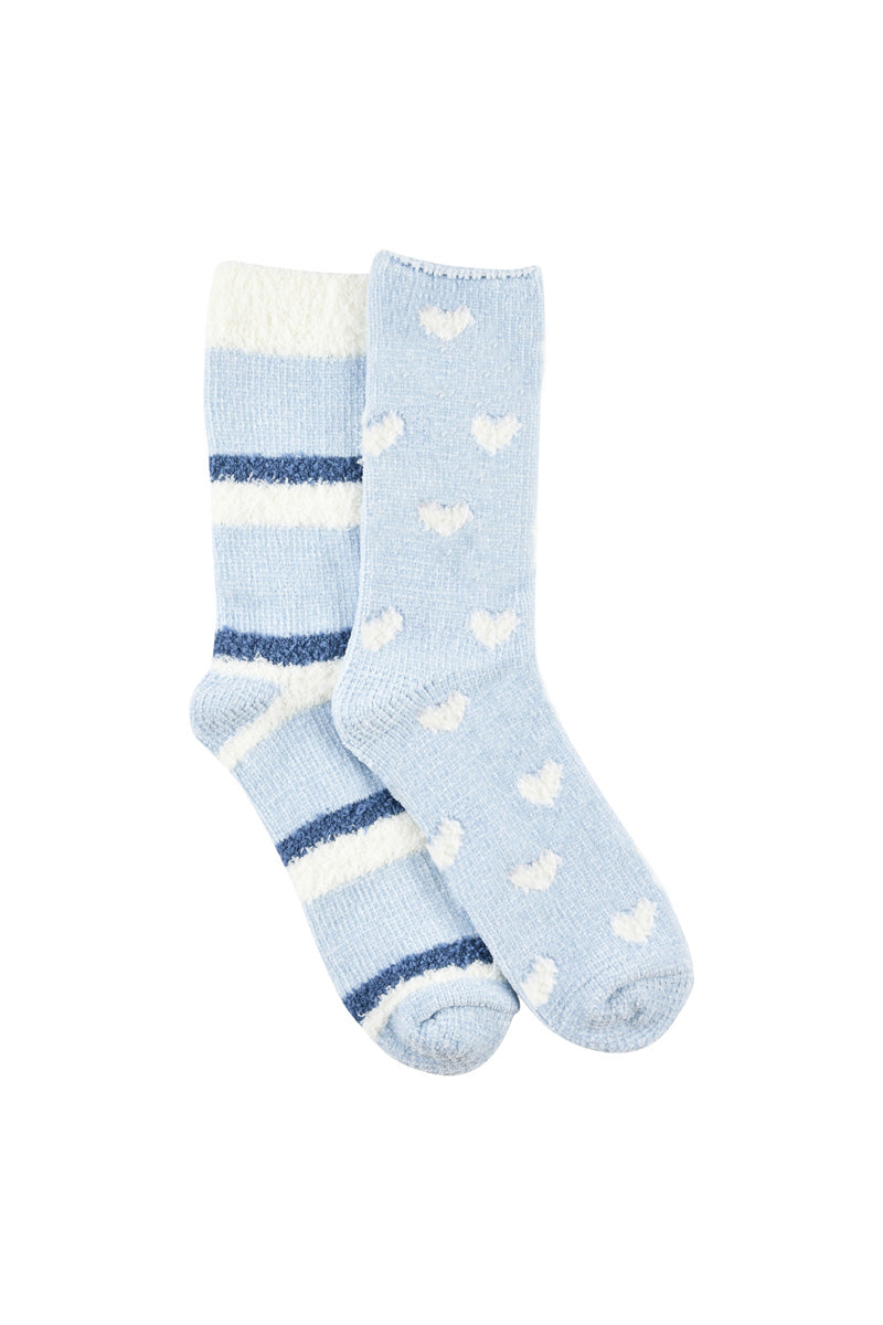Fluffy Chenille Socks- 2 Pack - Cloud Hearts