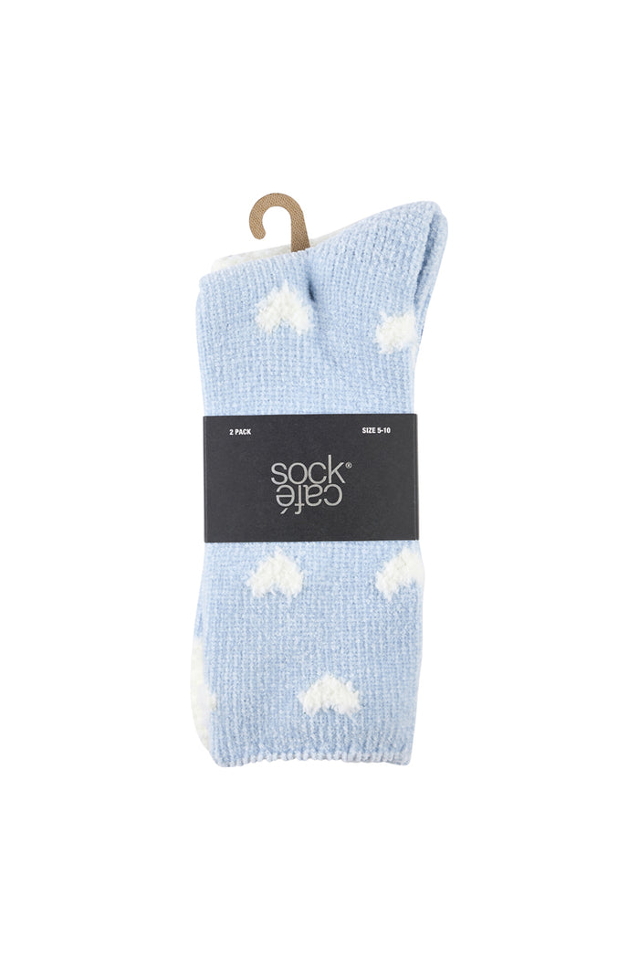 Fluffy Chenille Socks- 2 Pack - Cloud Hearts