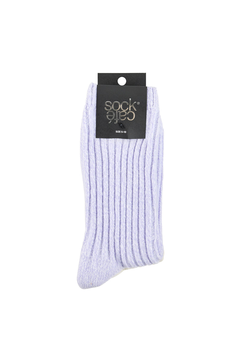 Butter Soft Crew Socks- Twisted Rib- Lavender & Cream