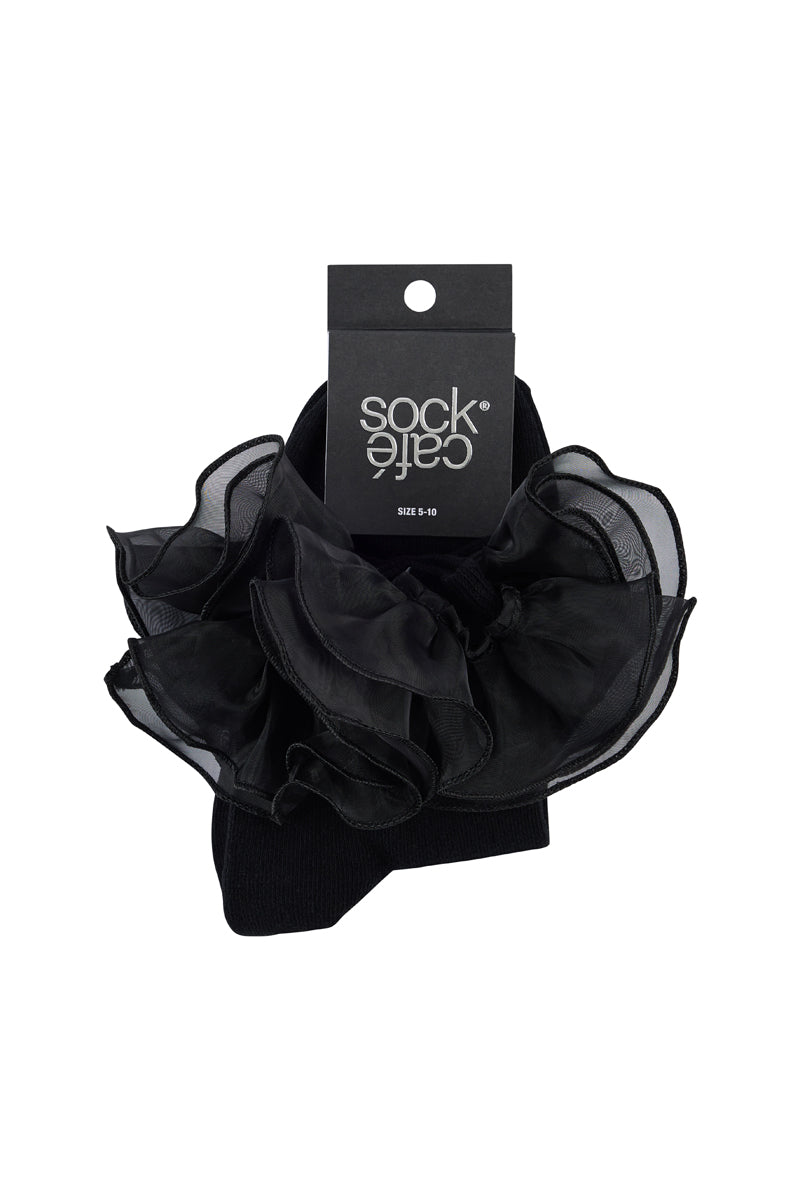 Organza Frill Socks- Black