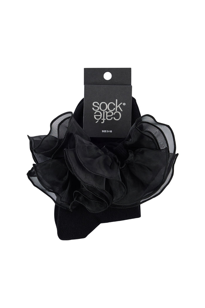 Organza Frill Socks- Black