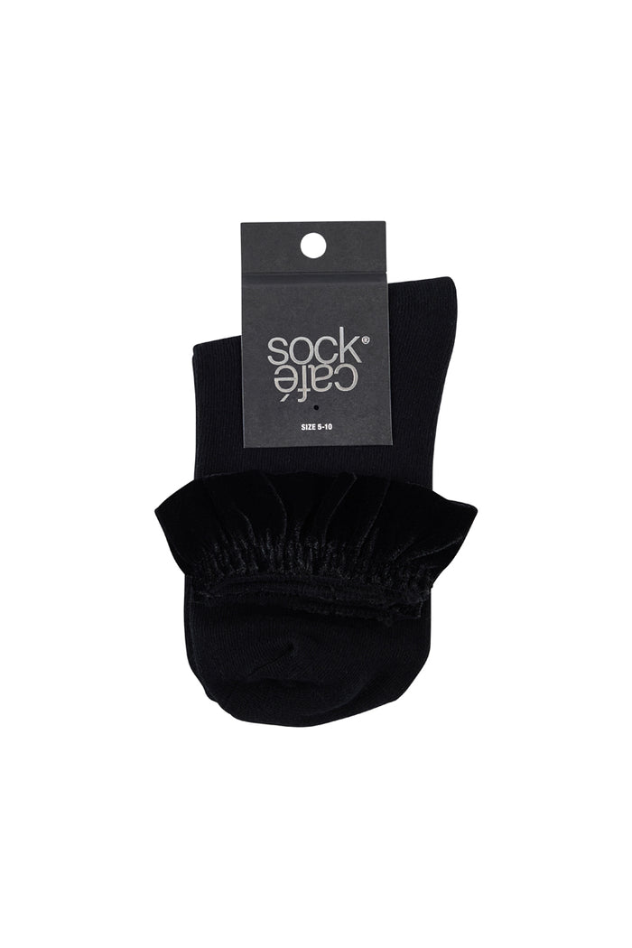 Velvet Frill Socks- Black