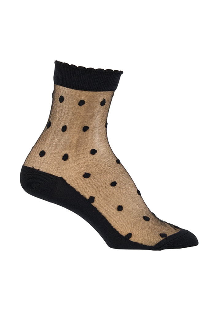 Sheer Socks- Polka Dots- Black