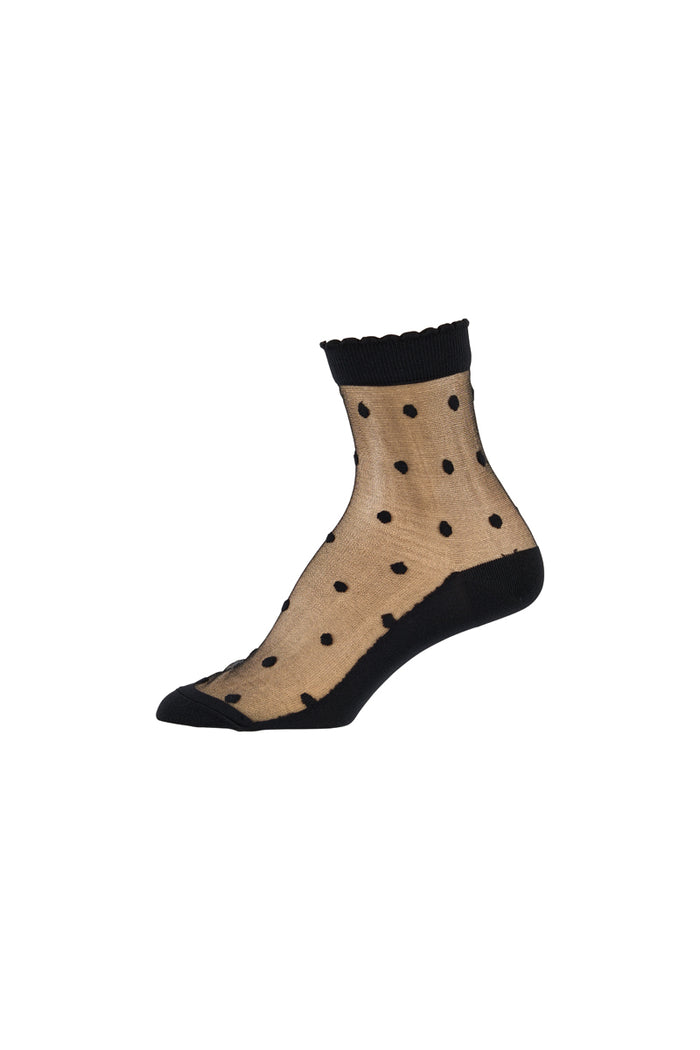 Sheer Socks- Polka Dots- Black