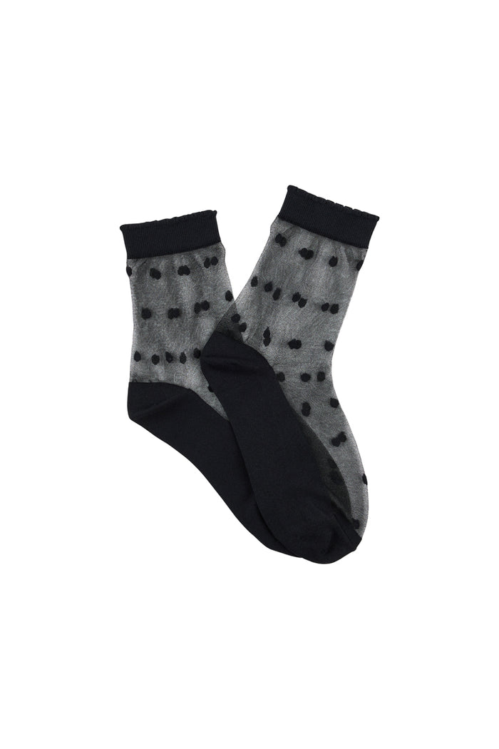 Sheer Socks- Polka Dots- Black