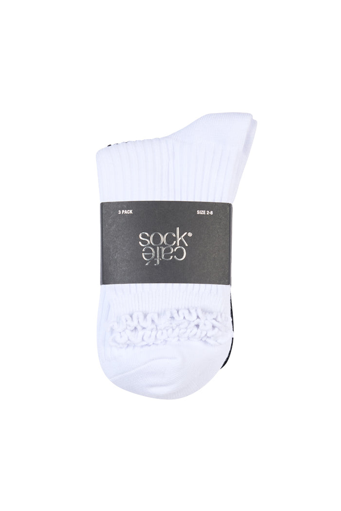 Frill Top Socks- 3 Pack- Monochrome