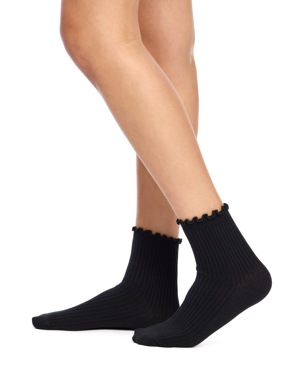 Frill Top Socks- 3 Pack- Monochrome