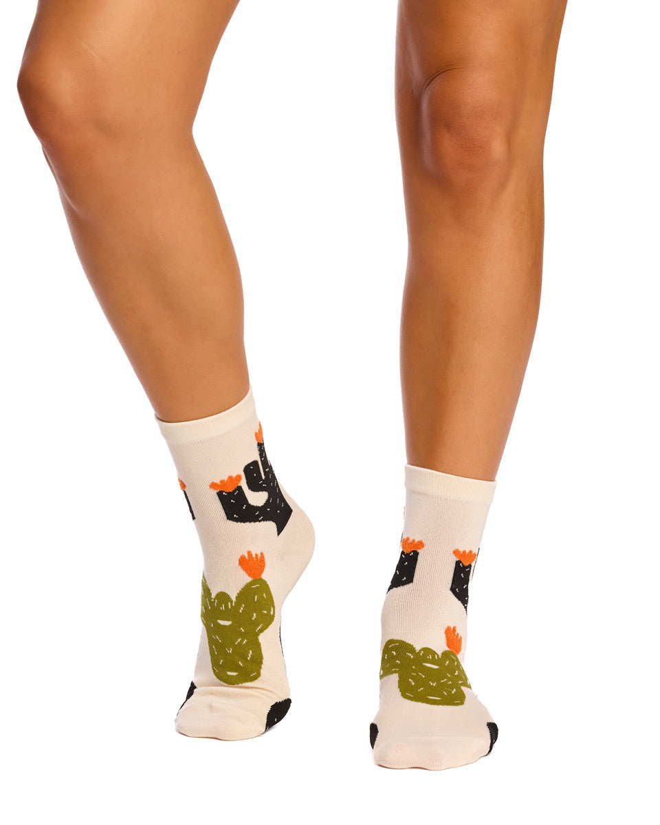 With Love 3/4 Crew Socks - Cactus