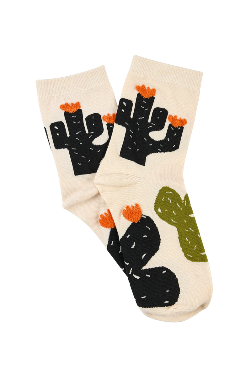 With Love 3/4 Crew Socks - Cactus