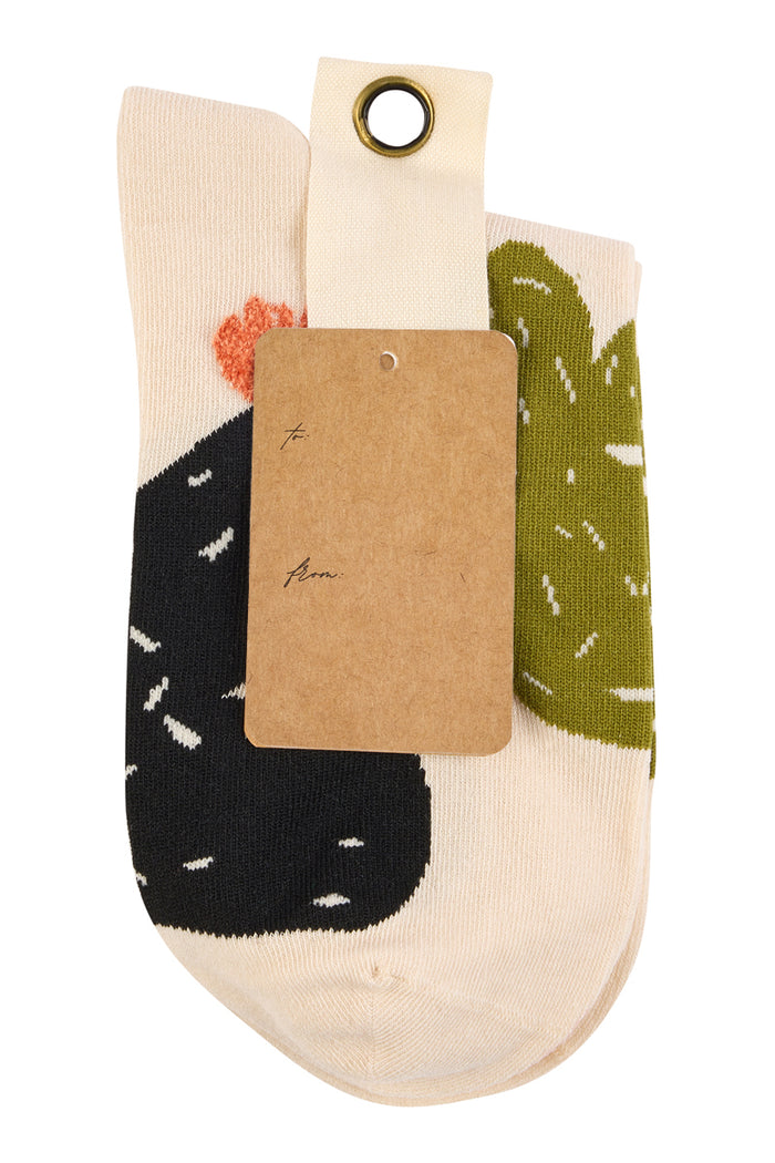 With Love 3/4 Crew Socks - Cactus