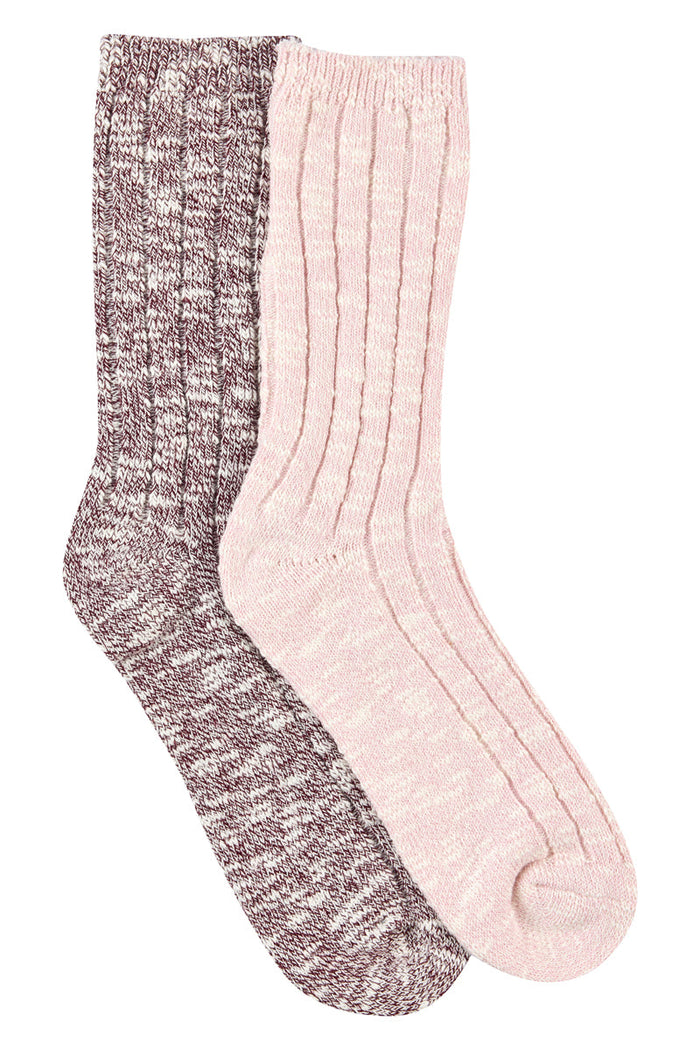Heritage Slub Socks- 2 Pack- Textured Rib - Cherry Blossom