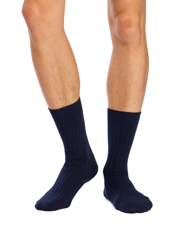 Men's High % Cotton Socks - Pack 3 - Deep Sea Blues