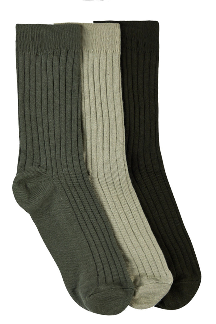 Men's High % Cotton Socks - Pack 3 - Leafline Greens