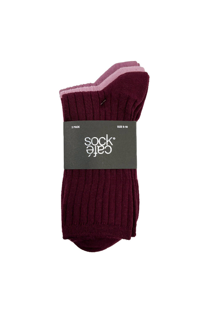 Women's High % Cotton Socks - Pack 3 - Cherry Rose