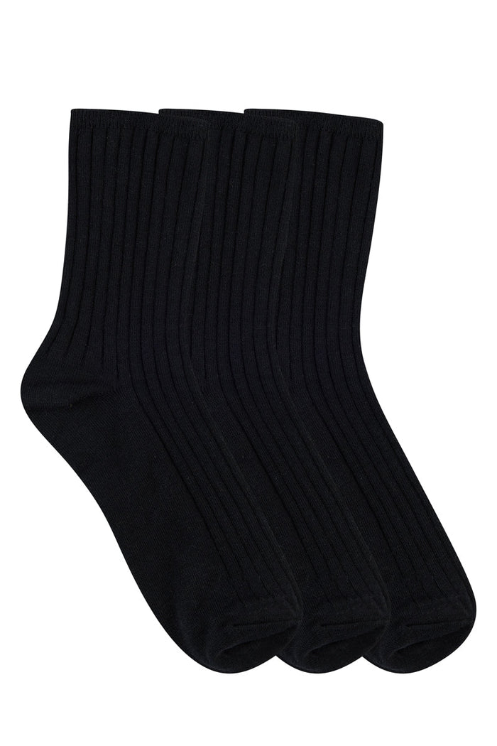 Women's High % Cotton Socks - Pack 3 - Black