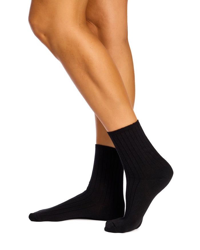 Women's High % Cotton Socks - Pack 3 - Black