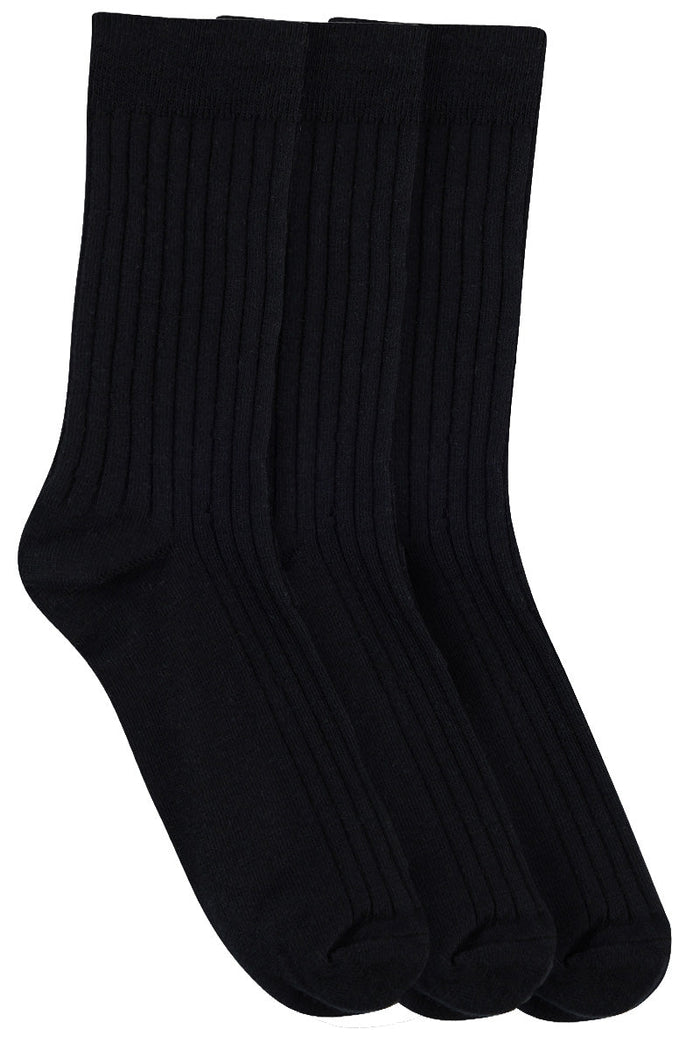Men's High % Cotton Socks - Pack 3 - Black