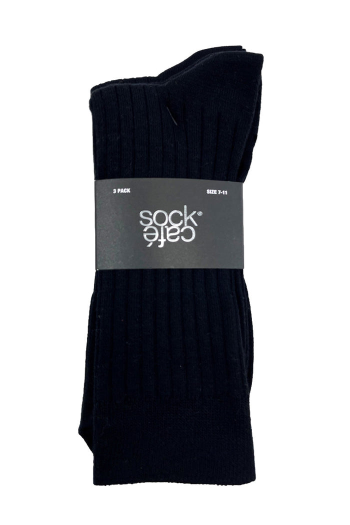 Men's High % Cotton Socks - Pack 3 - Black