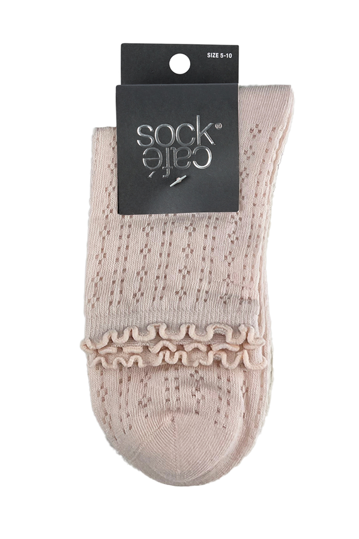 Pointelle Frill Top Socks- 3 Pack- Petals