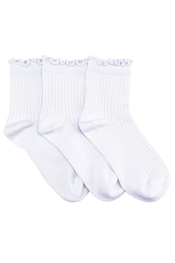 Frill Top Socks- 3 Pack- White