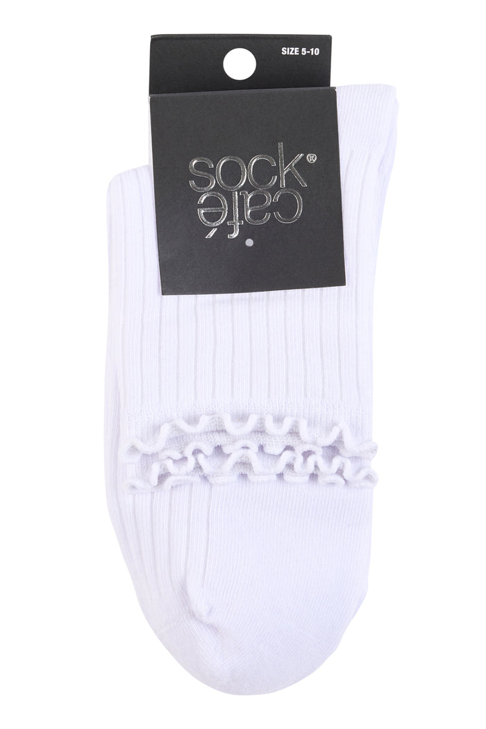 Frill Top Socks- 3 Pack- White