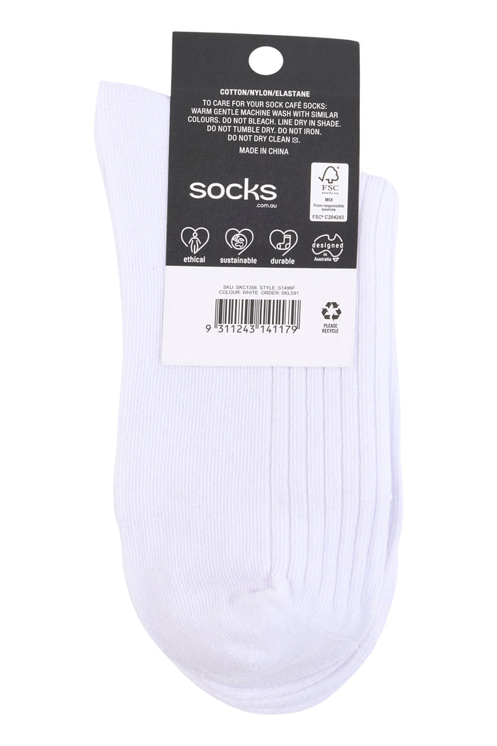 Frill Top Socks- 3 Pack- White