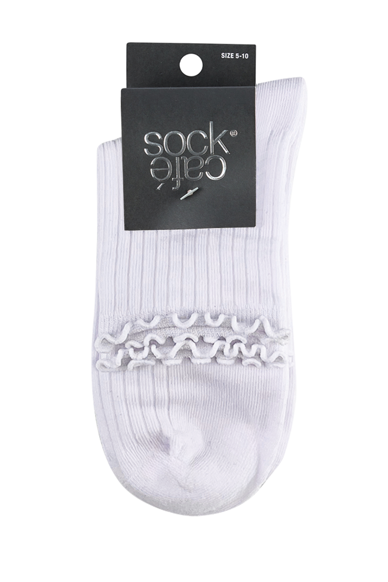 Frill Top Socks- 3 Pack- White
