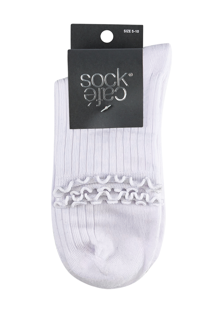 Frill Top Socks- 3 Pack- White
