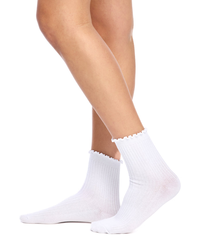 Frill Top Socks- 3 Pack- White