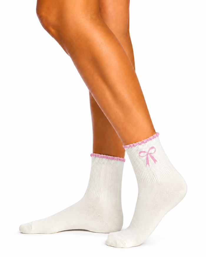 Quarter Socks- Pack 3- Pink Ribbon