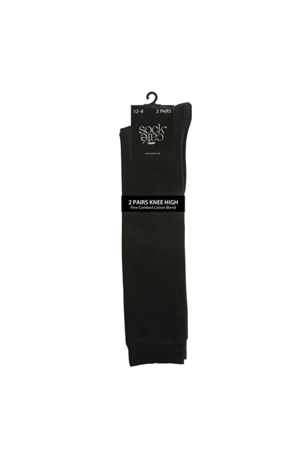 Fine Cotton Plain Knit Knee High Socks - 2 Pack