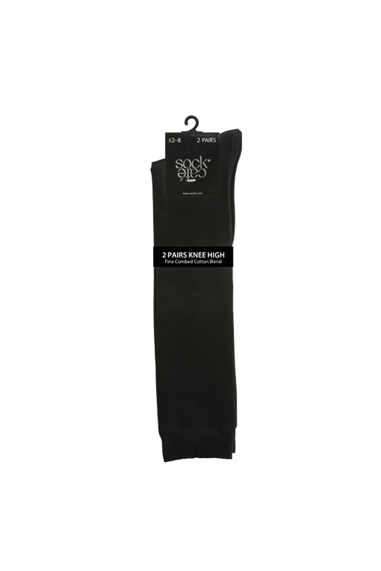 Fine Cotton Plain Knit Knee High Socks - 2 Pack