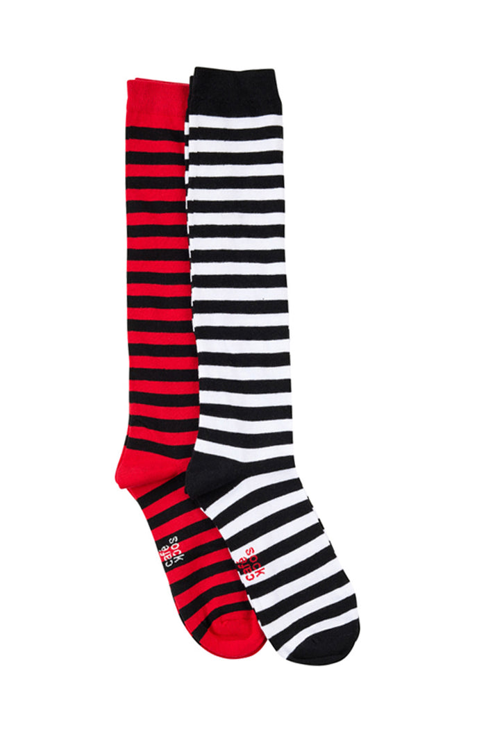 Women's Fine Cotton Knee High Socks - 2 Pack - Mode Stripes