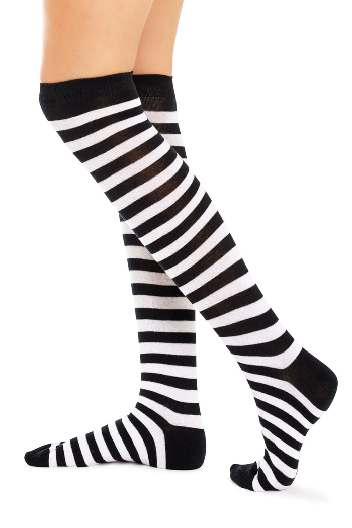 Women's Fine Cotton Knee High Socks - 2 Pack - Mode Stripes
