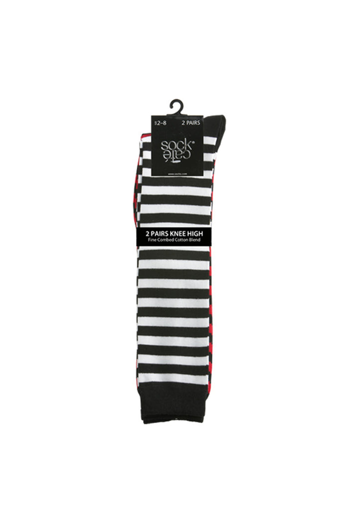 Women's Fine Cotton Knee High Socks - 2 Pack - Mode Stripes
