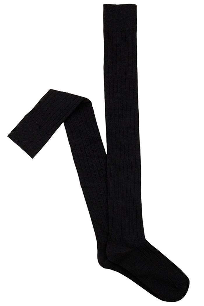 Merino Over The Knee Socks- Rib - Black