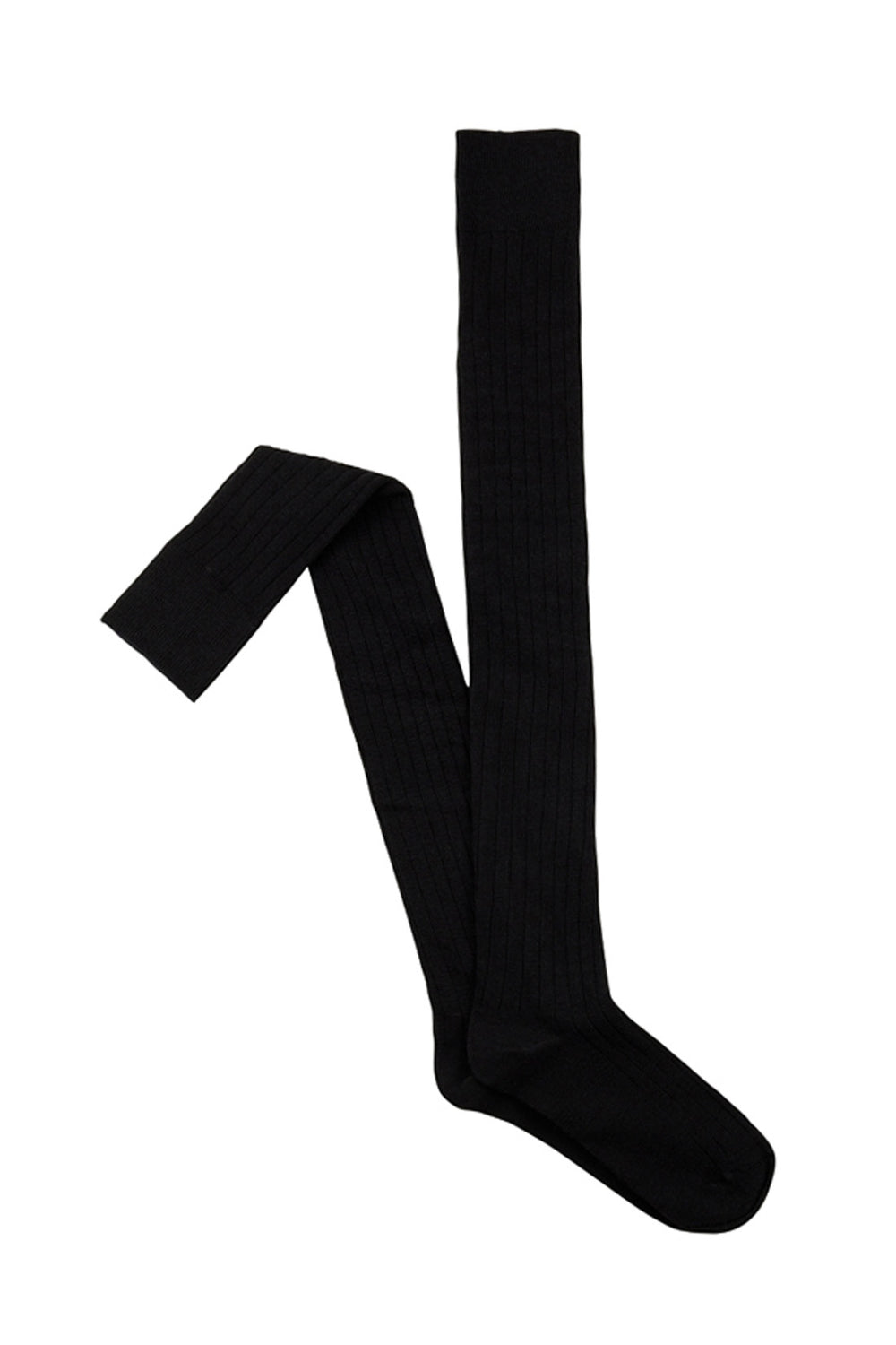 Merino Over The Knee Socks- Rib- Black